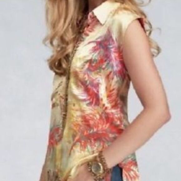 CAbi #385 Feather Tunic Top silk Blouse Small - Picture 1 of 5